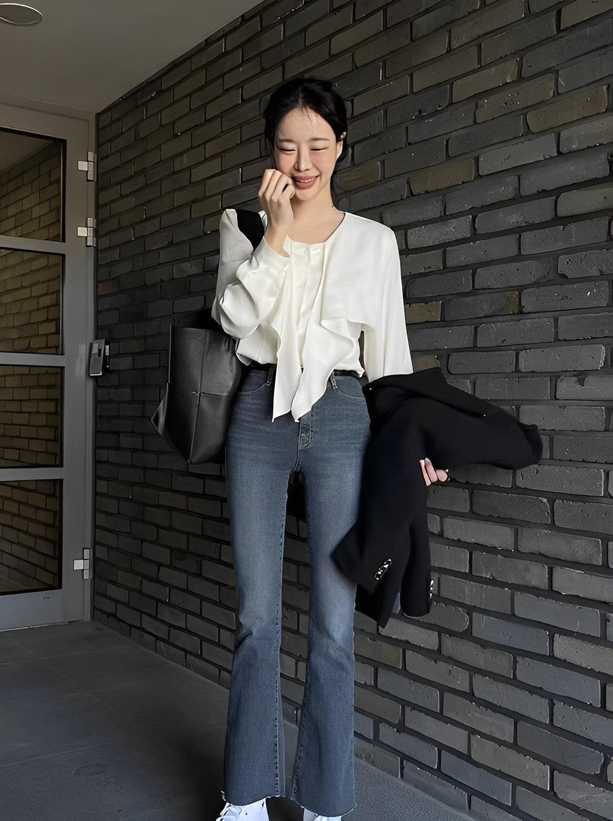 White Long Sleeve Tie Shirt