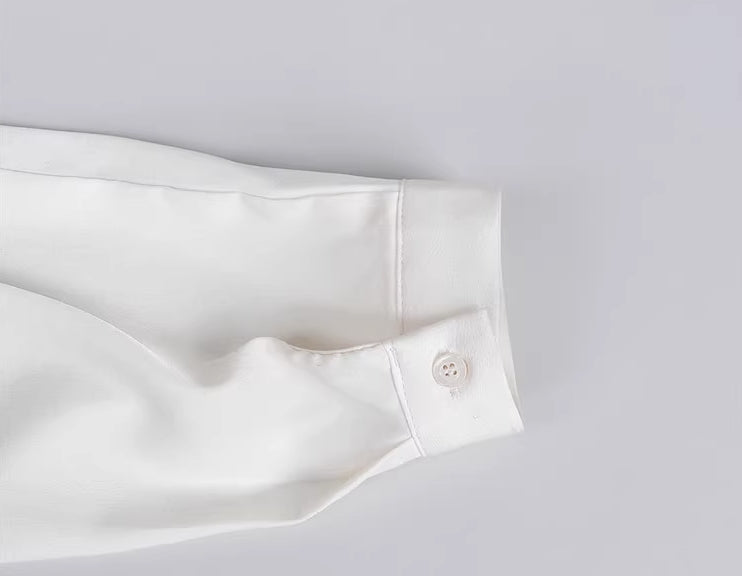 White Long Sleeve Tie Shirt