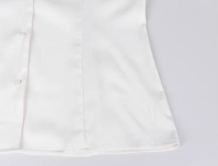 White Long Sleeve Tie Shirt