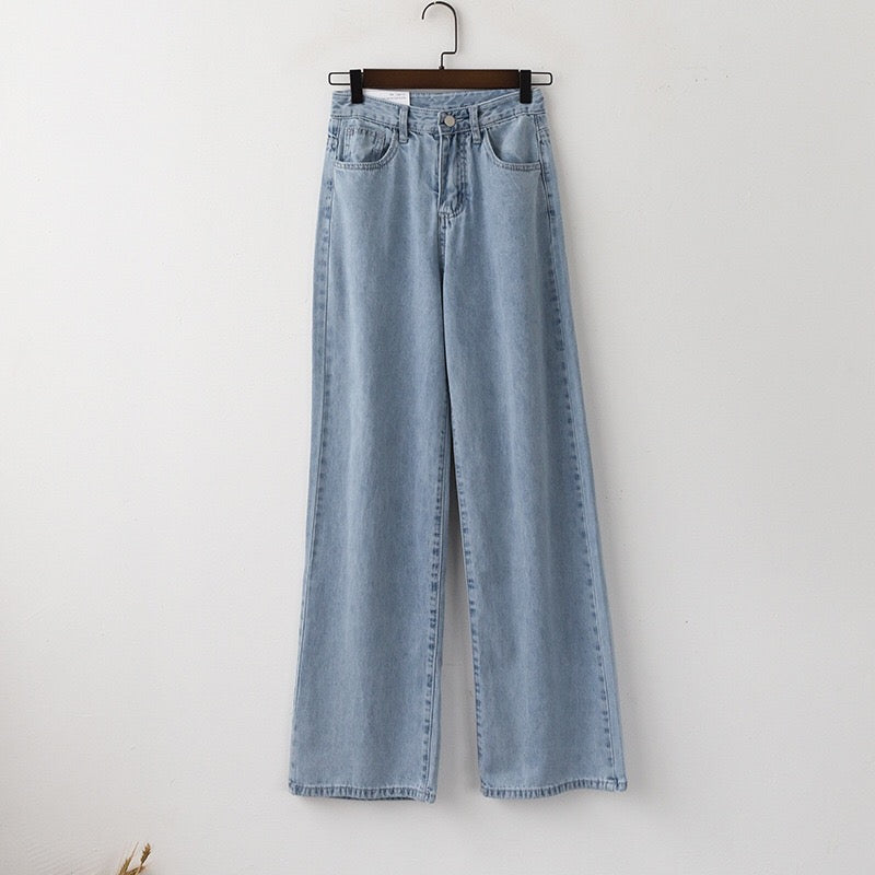 Blue Wide-Leg Denim Jeans