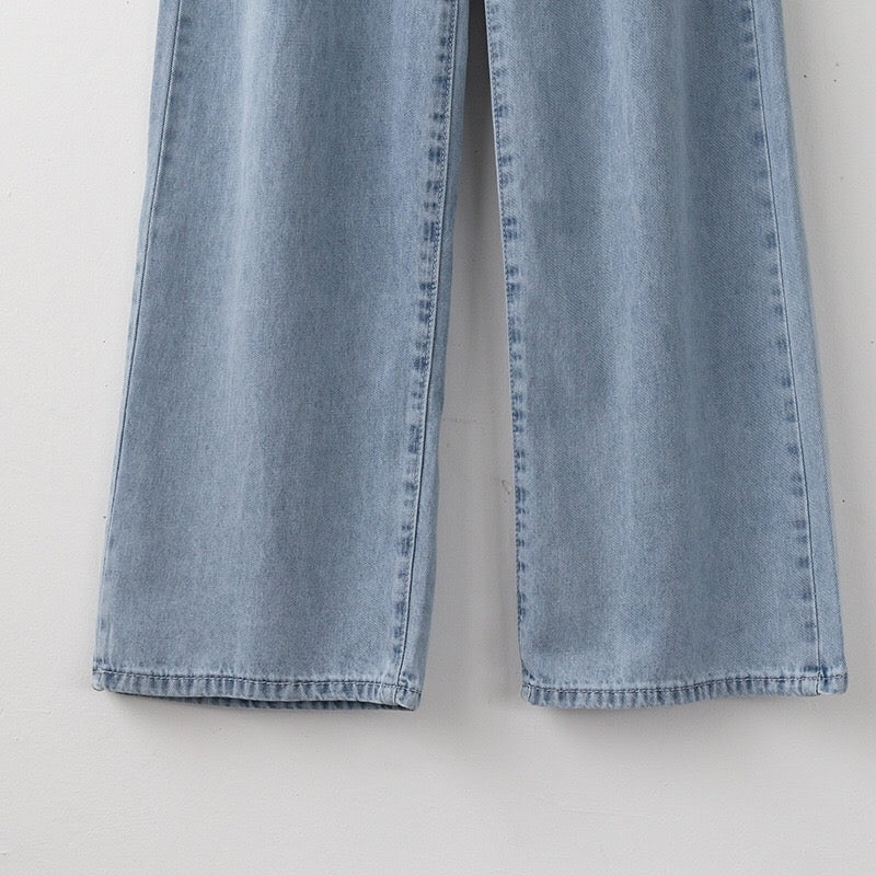Blue Wide-Leg Denim Jeans