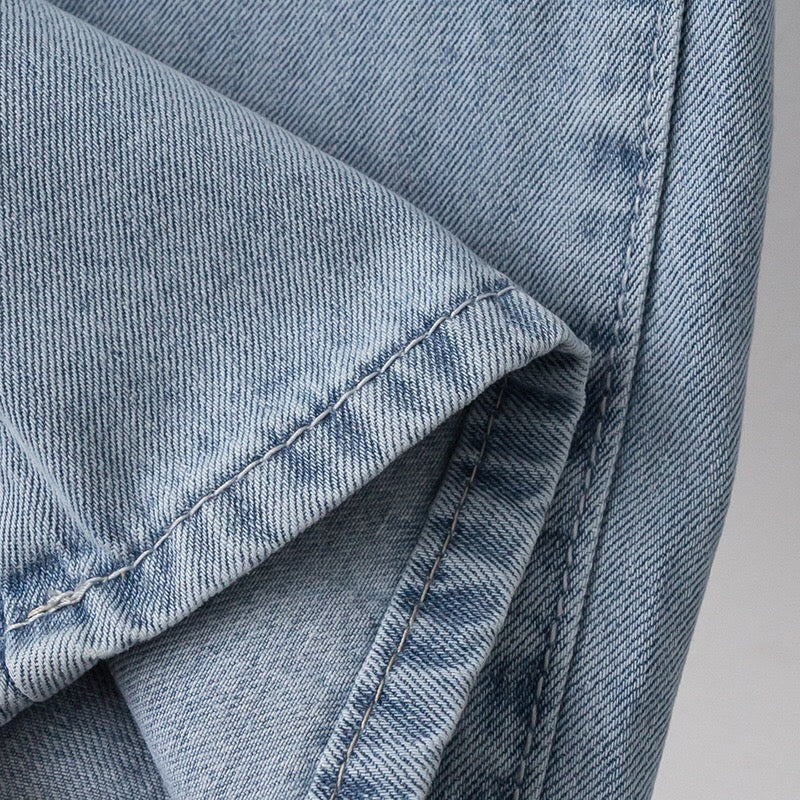 Blue Wide-Leg Denim Jeans