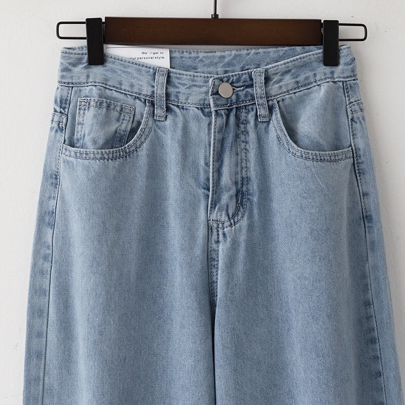 Blue Wide-Leg Denim Jeans