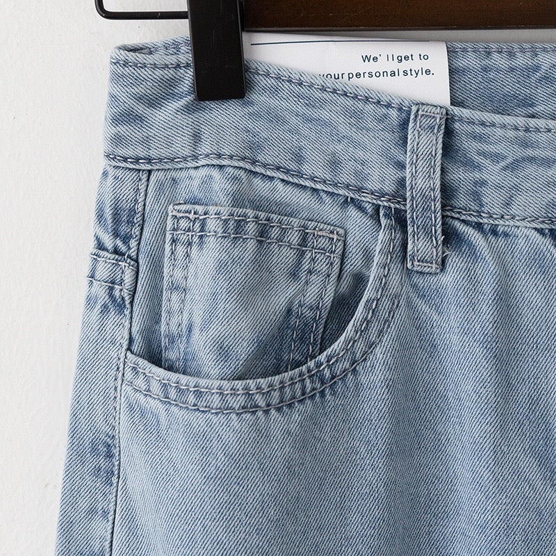 Blue Wide-Leg Denim Jeans