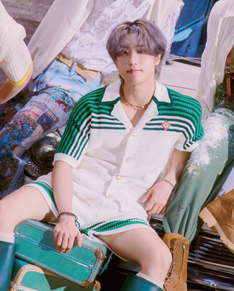 White Striped Short Sleeve Cardigan