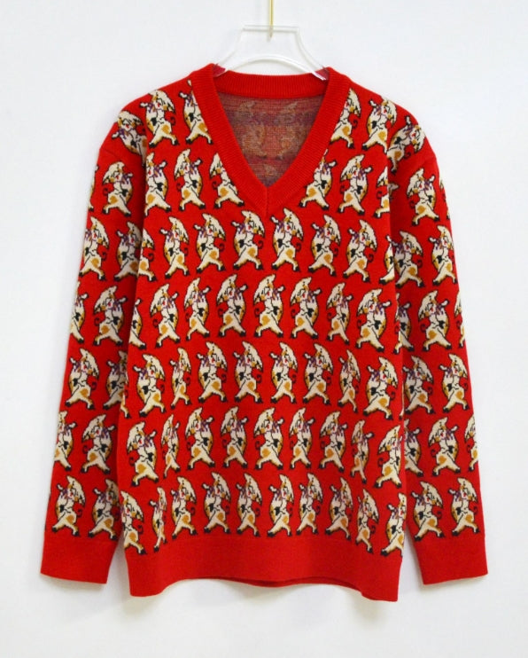 Red Happy Pigs Sweater