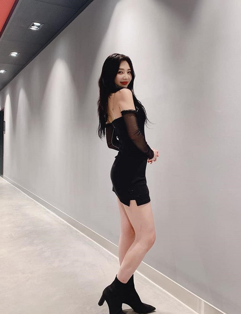 Black Fitted Dress With Mesh Sleeves