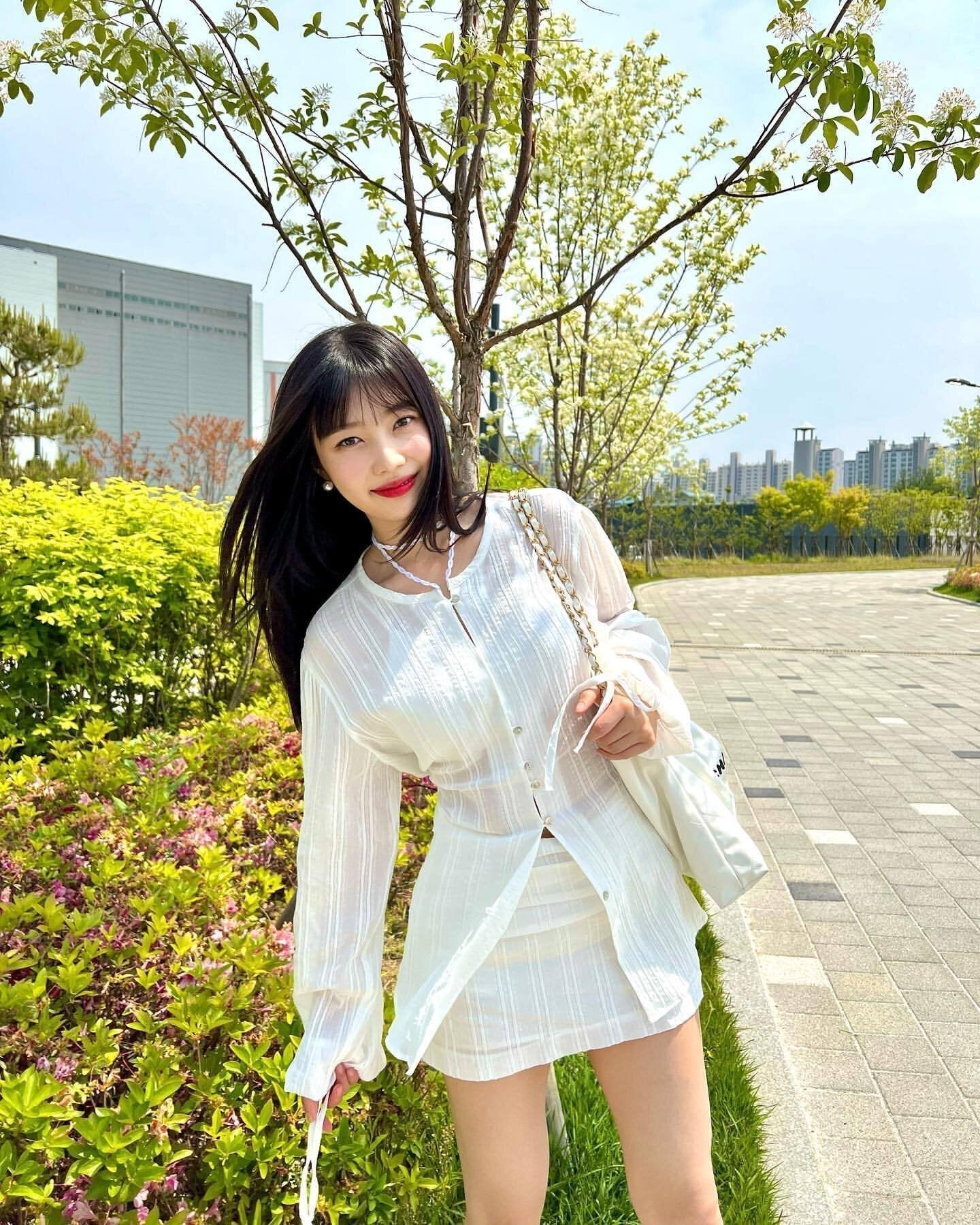 White Textured Mini Skirt