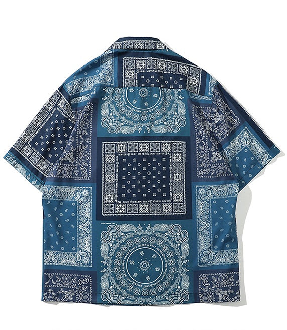 Blue Boho Bandana Pattern Shirt