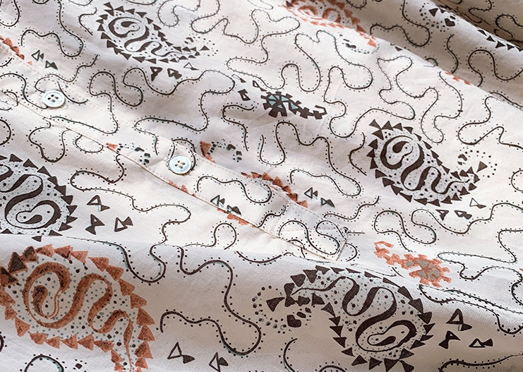 Beige Paisley Long Sleeve Shirt