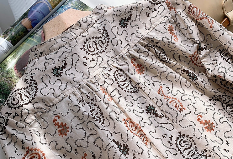 Beige Paisley Long Sleeve Shirt