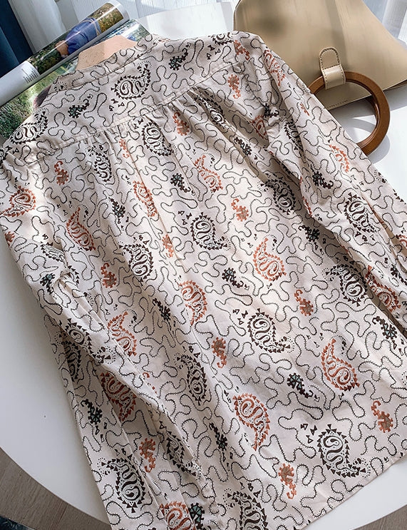 Beige Paisley Long Sleeve Shirt