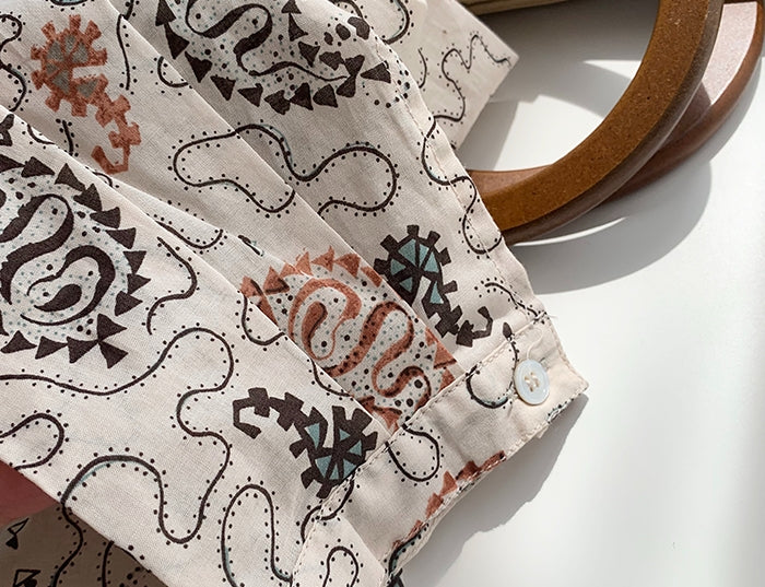 Beige Paisley Long Sleeve Shirt