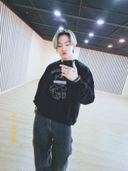 Black Cat-Printed Crew Neck Sweatshirt