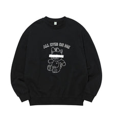 Black Cat-Printed Crew Neck Sweatshirt