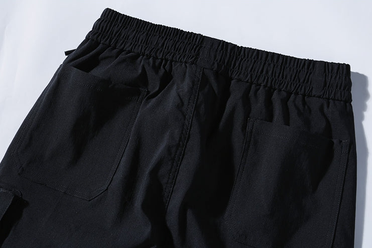 Black Harem Cargo Pants With Buckle Strap