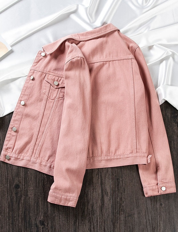 Pink Collared Denim Jacket
