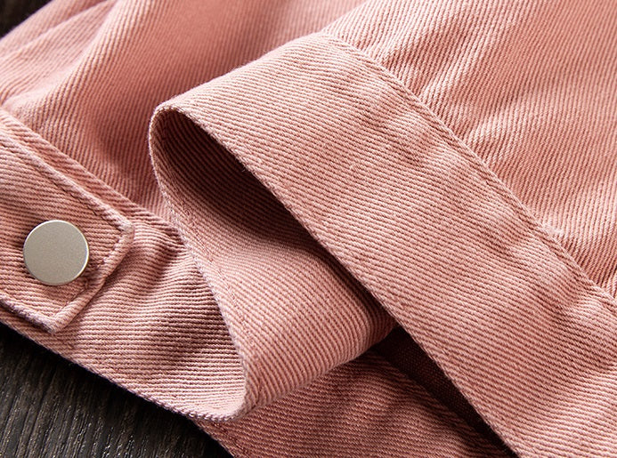 Pink Collared Denim Jacket