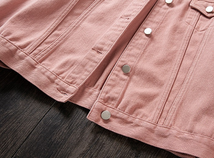 Pink Collared Denim Jacket