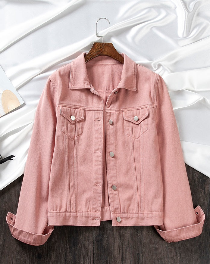 Pink Collared Denim Jacket