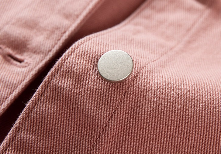 Pink Collared Denim Jacket