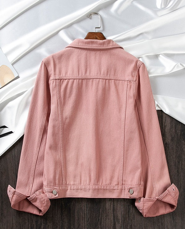 Pink Collared Denim Jacket