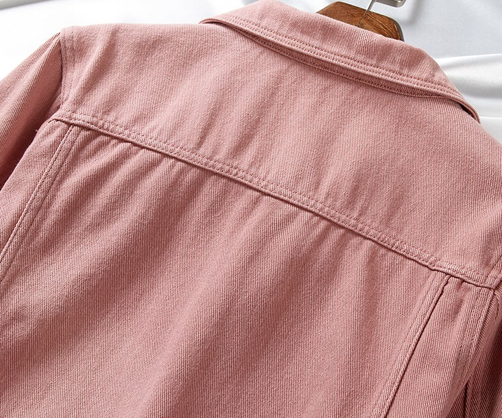 Pink Collared Denim Jacket
