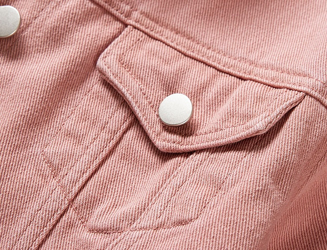 Pink Collared Denim Jacket