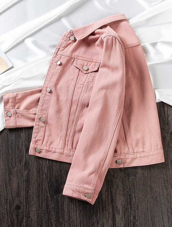 Pink Collared Denim Jacket