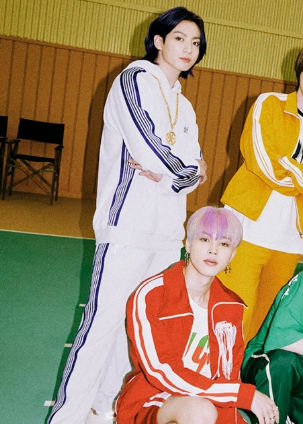 White Butterfly Striped Track Pants