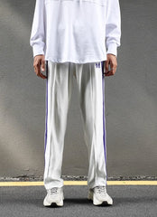 White Butterfly Striped Track Pants