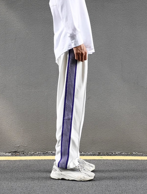 White Butterfly Striped Track Pants