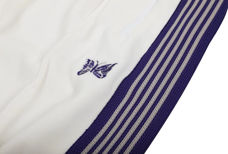 White Butterfly Striped Track Pants