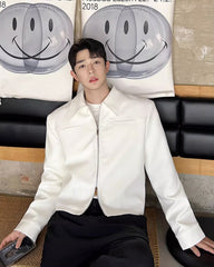 White Collared Two-Way Zip Jacket