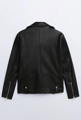 Black Oblique Zipper Punk Jacket
