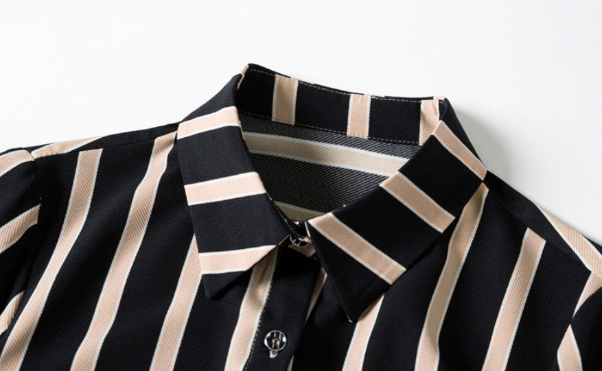 Striped Button-down Polo Shirt