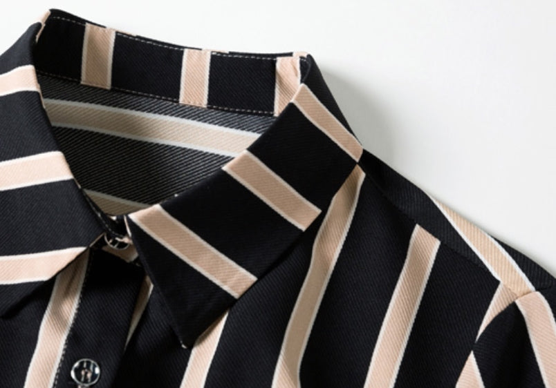 Striped Button-down Polo Shirt