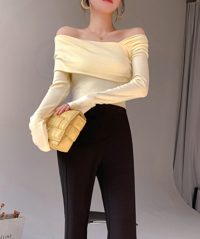 Blue Oblique Shoulder Top