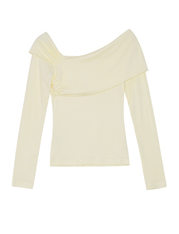 Blue Oblique Shoulder Top