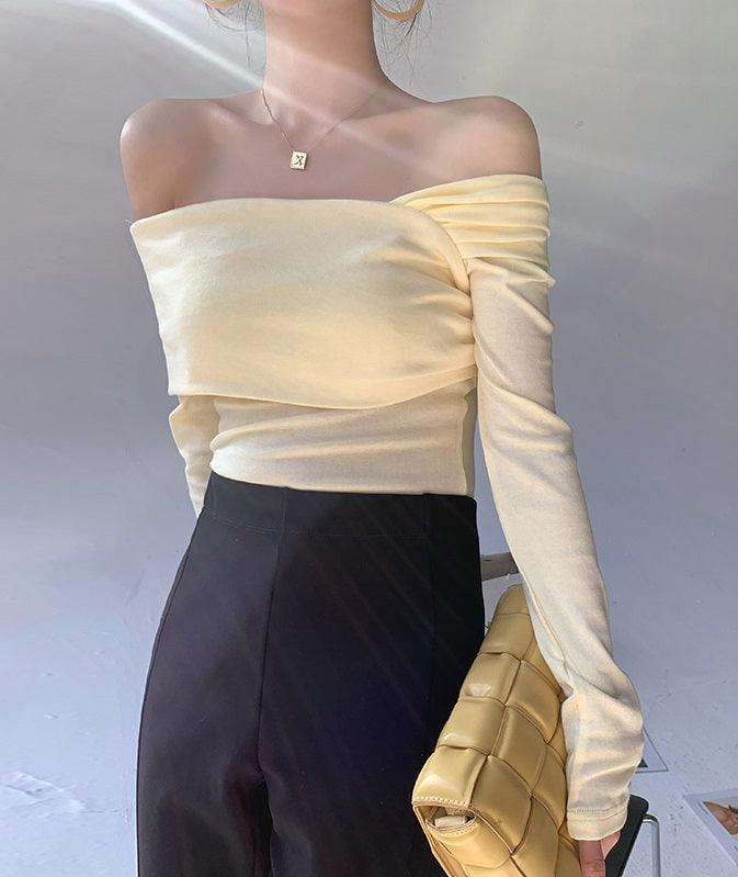Blue Oblique Shoulder Top