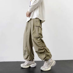 Khaki Brown Ruched Cargo Pants