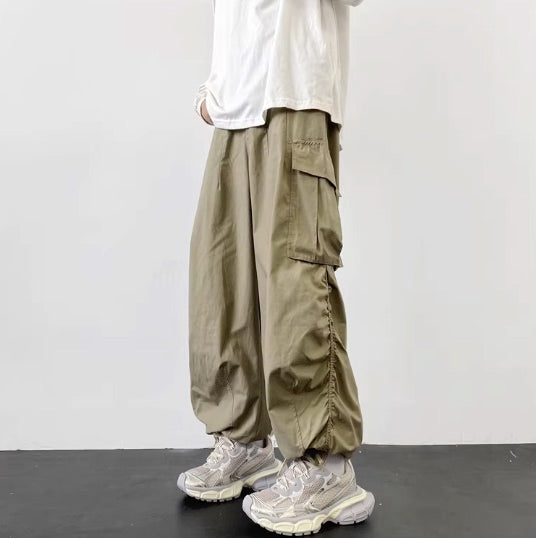 Khaki Brown Ruched Cargo Pants