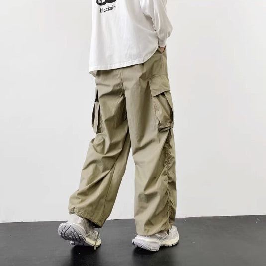 Khaki Brown Ruched Cargo Pants