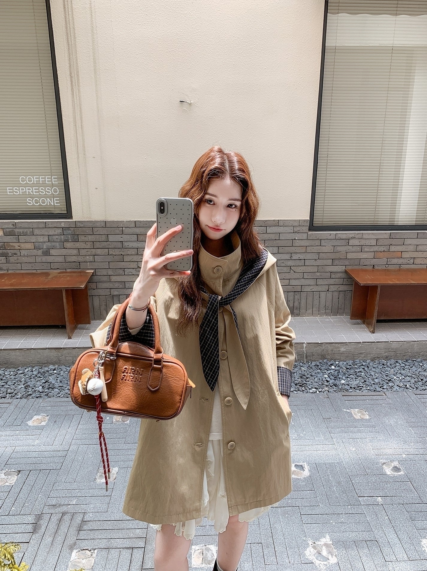 Khaki Casual Hooded Mid Length Loose Fit Trench