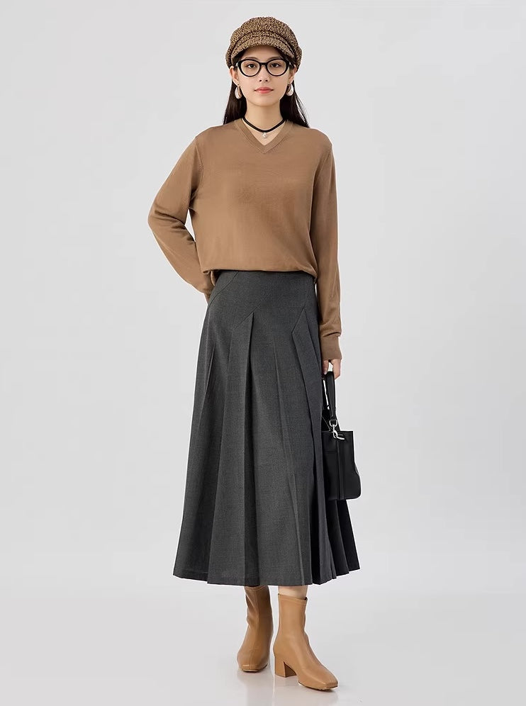 Brown Classic V Neck Knit Sweater