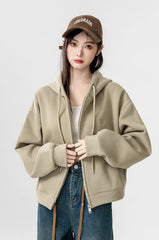 Khaki Hooded Zipup Jacket
