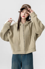 Khaki Hooded Zipup Jacket