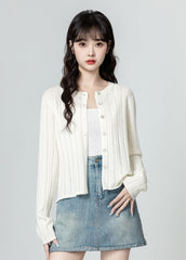 Knit Cardigan Sweater With Hollow Design