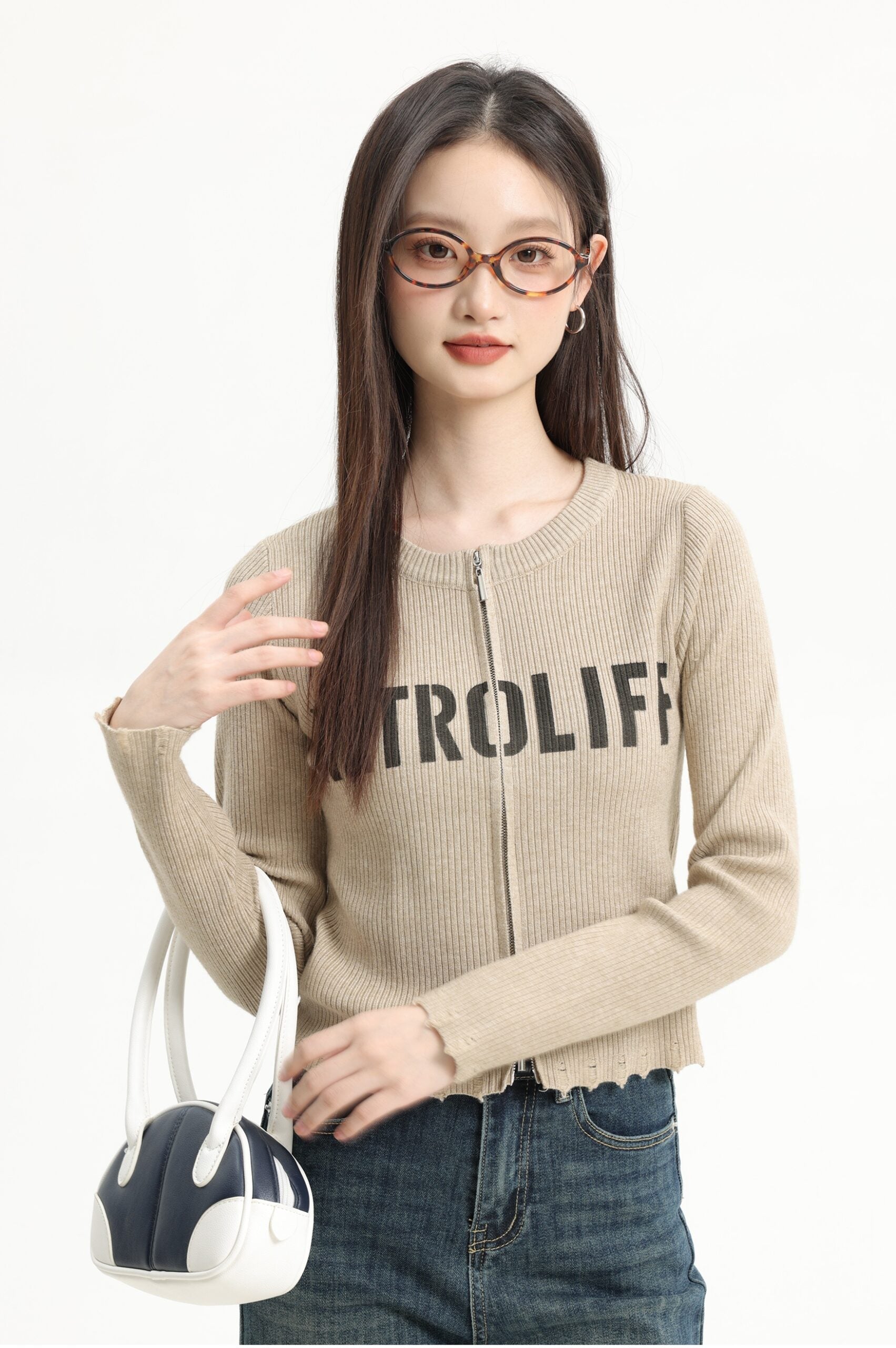 Knit Cardigan With Double Zippers