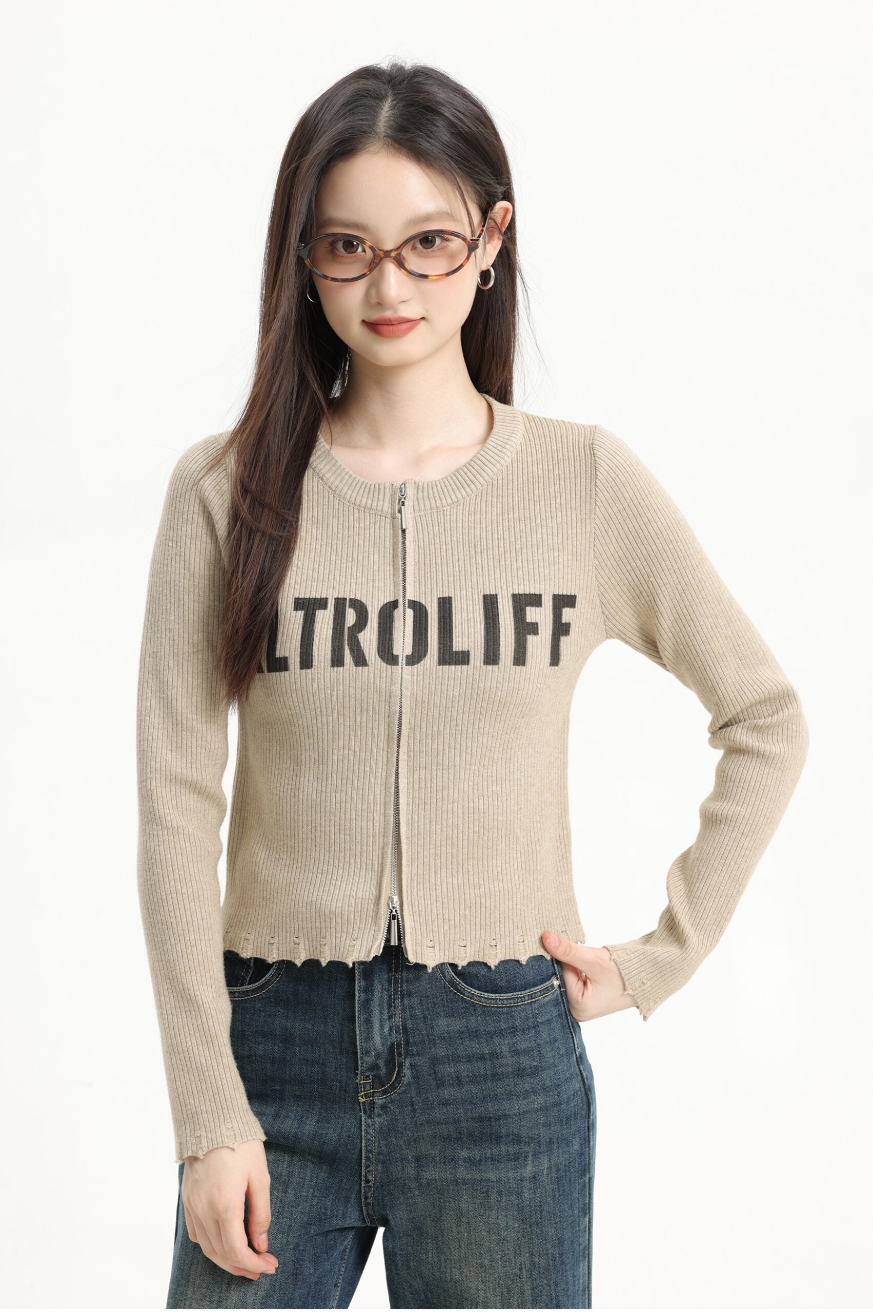 Knit Cardigan With Double Zippers